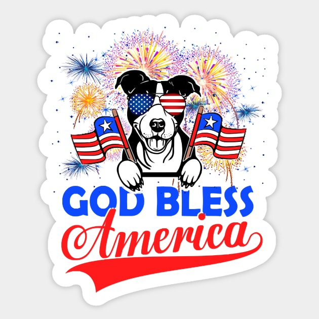 God Bless America 4th Of July Firework Dog Unisex Sticker by BelaReider